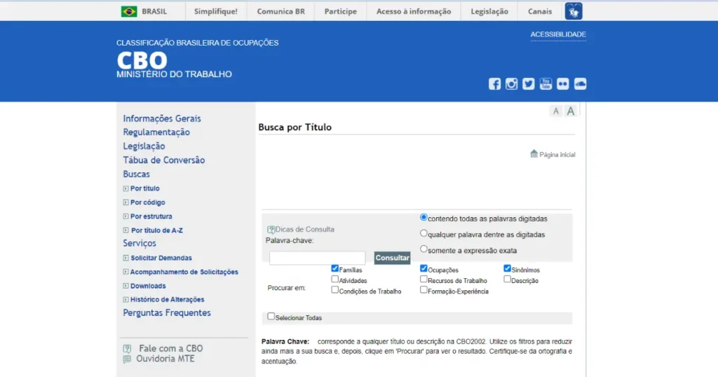 Classificação Brasileira de Ocupações (CBO)